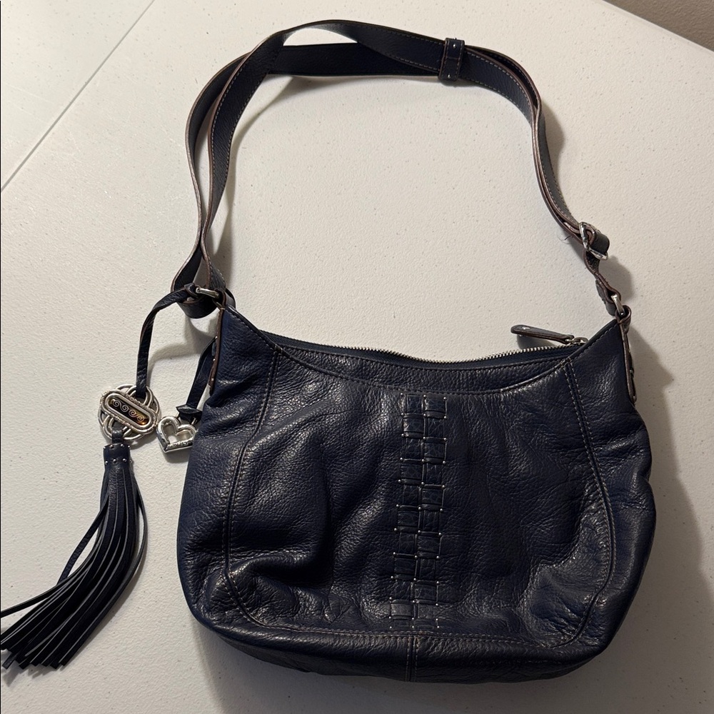 Brighton Dark Blue Leather Shoulder Bag